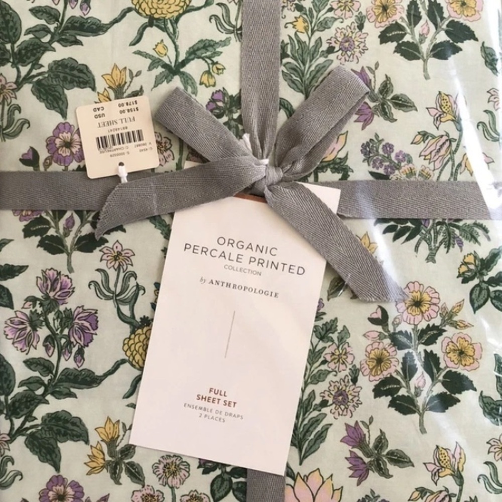 Anthropologie Iluka Aloe Full Sheet Set in Chartreuse NIP